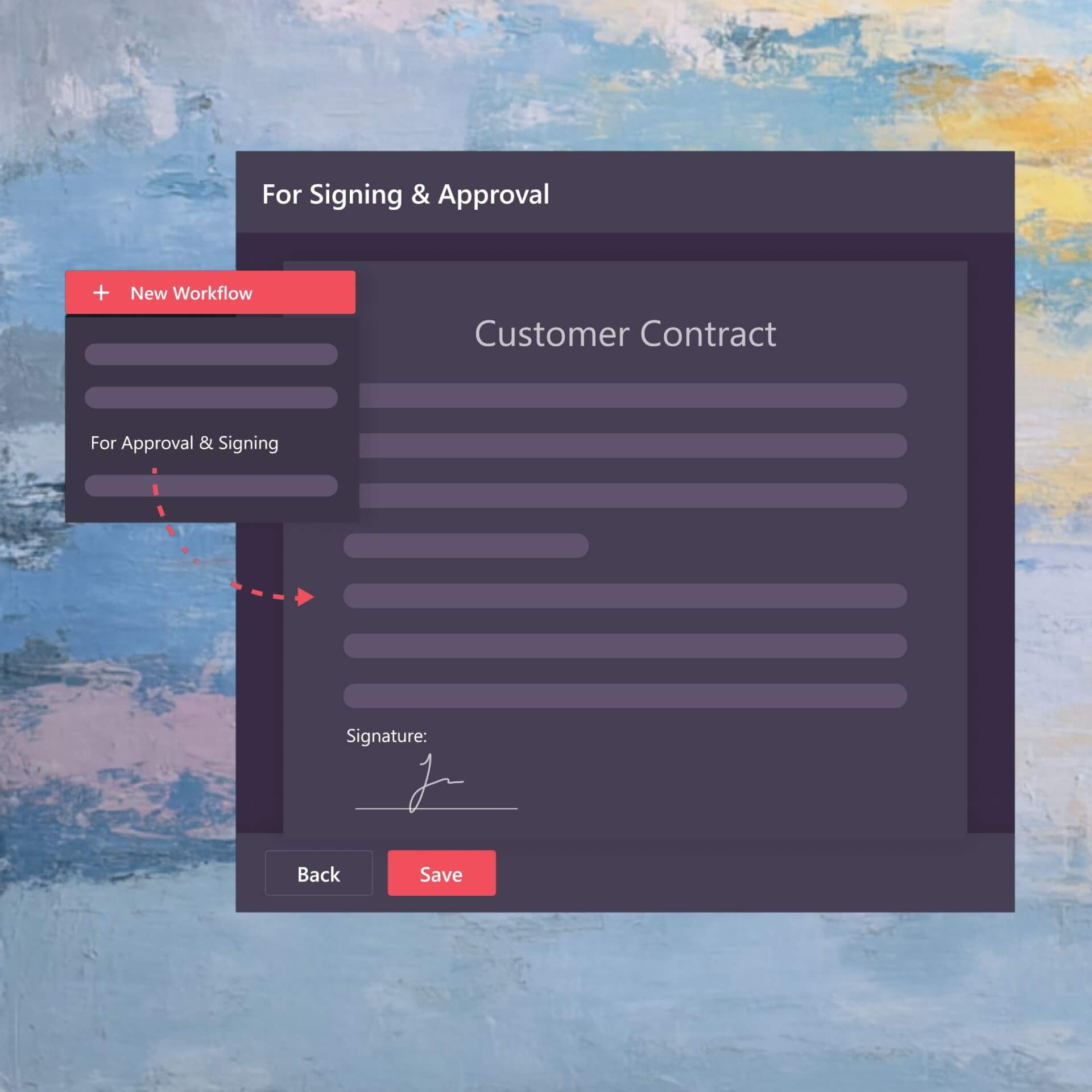 Document Management System (DMS) with Automated Approval Routing Document Hub - E-Signature