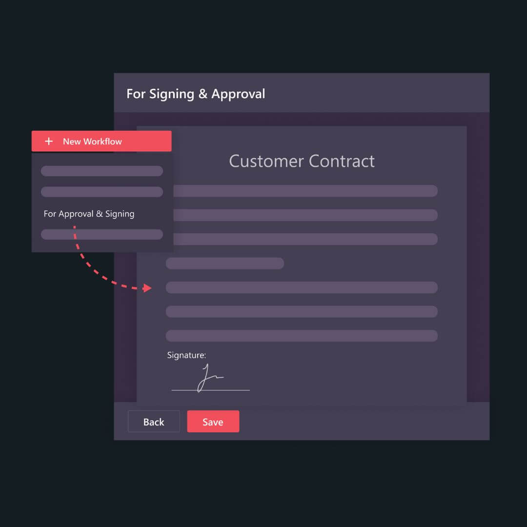 Document Management System (DMS) with Automated Approval Routing Document Hub - E-Signature